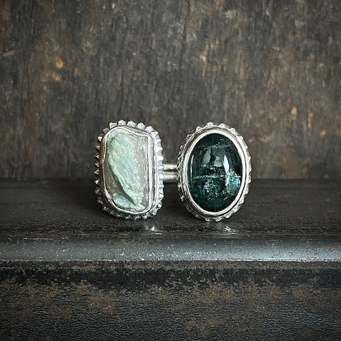 Split Ring with Tourmaline and Tourmaline in Quartz