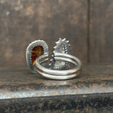 Split Ring with Garnet and Crystal Quartz