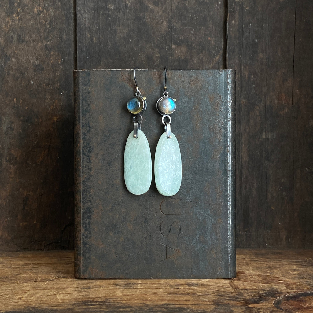 Galaxy Drop Earrings with Amazonite and Labradorite