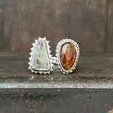 Split Ring with Garnet and Crystal Quartz