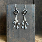 Lunar Dewdrop Earrings with Black Moonstone