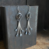 Lunar Dewdrop Earrings with Black Moonstone