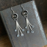 Lunar Dewdrop Earrings with Black Moonstone