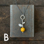 Lunar Sprout Pendant with Gemstone Bead