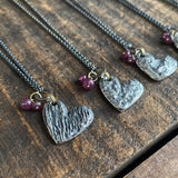 Lunar Heart Pendant with Ruby Beads
