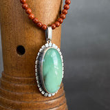 Halo Pendant with Chrysoprase and Red Jasper