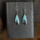 Oval Drop Earrings with Opalized Wood