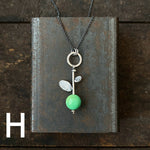 Lunar Sprout Pendant with Gemstone Bead