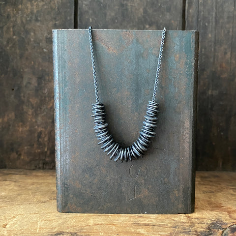 Lunar Abacus Necklace, oxidized