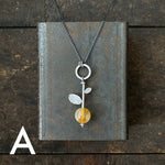 Lunar Sprout Pendant with Gemstone Bead