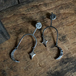 Lunar Fork Earrings with Crescent and Star