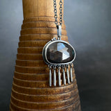 Cladonia Fringe Pendant with Black Sapphire and Tourmaline