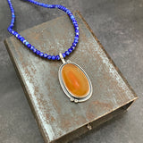 Cladonia Orbit Pendant with Carnelian and Lapis Lazuli