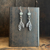 Lunar Sprout Dangle Earrings with Prehnite