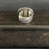 Cladonia Orbit Ring with Lattice Black Moonstone