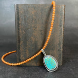 Penna Pendant with Kingman Turquoise and Orange Jade