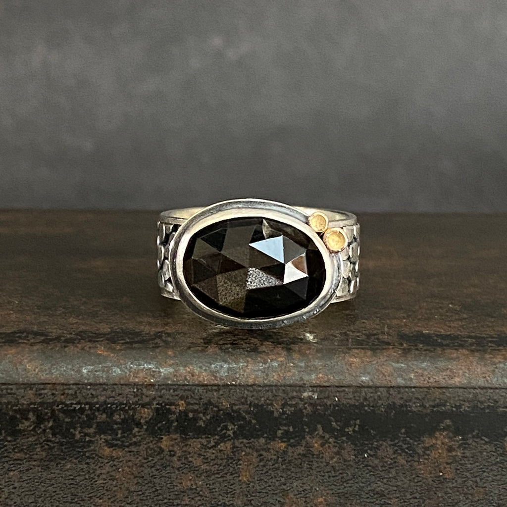Odyssey Ring with Black Moonstone