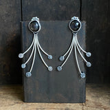 Lunar Dewdrop Earrings with Golden Black Moonstone