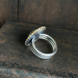 Halo Ring with Rainbow Moonstone
