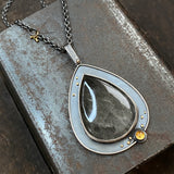 Shadowbox Pendant with Rutilated Quartz and Citrine