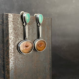 Hinge Earrings with Carnelian and Turquoise