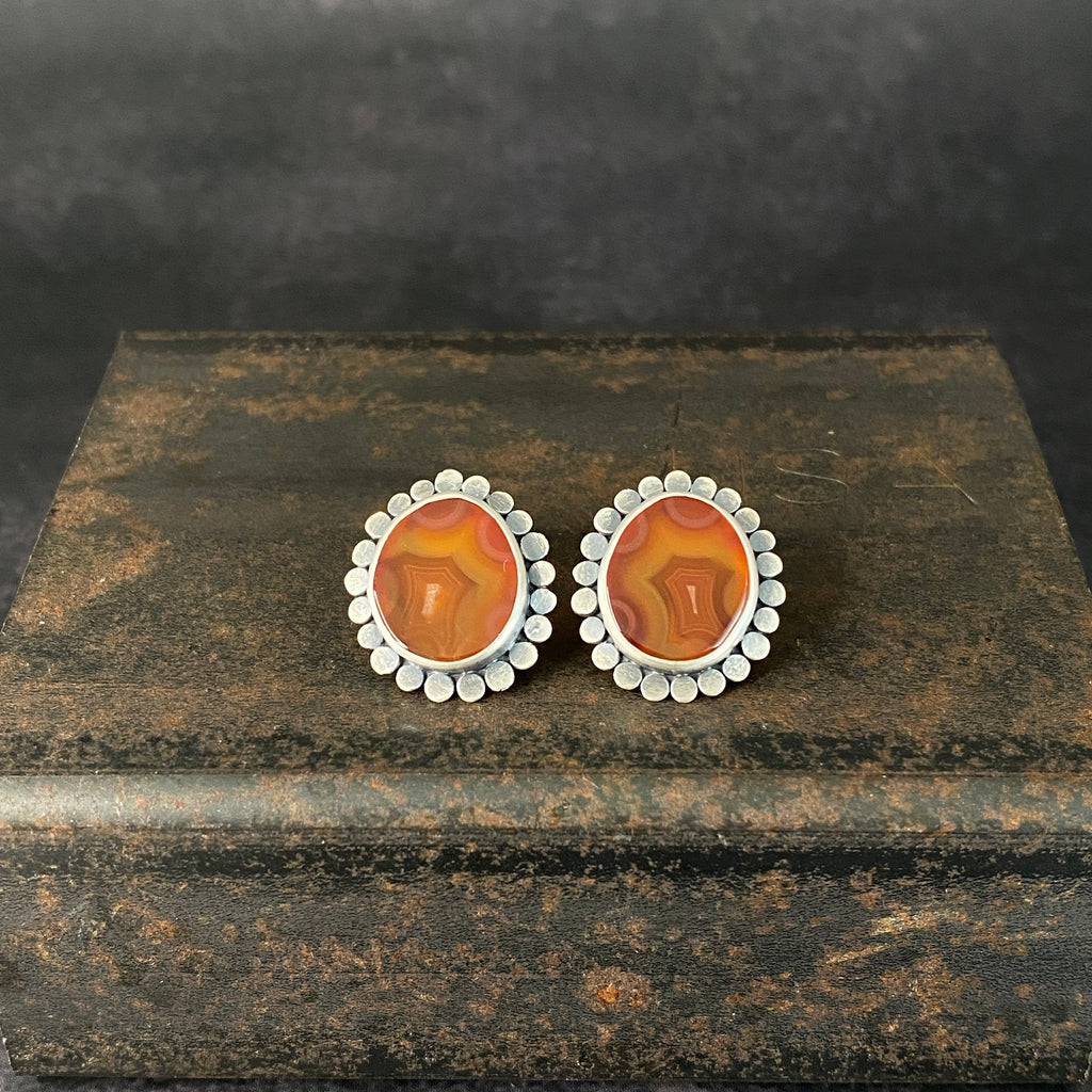 Halo Earrings with Carnelian