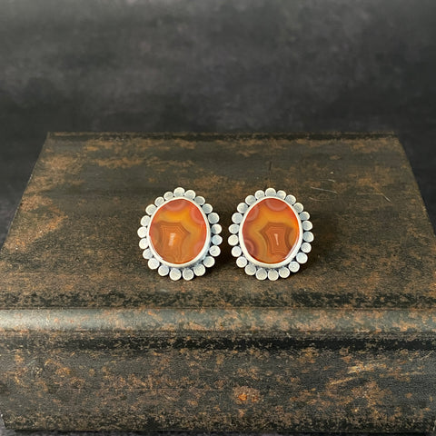Halo Earrings with Carnelian