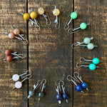 Lunar Sprout Earrings with Gemstone Bead