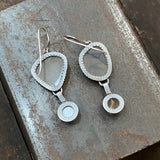 Spiny Hinge Earrings with Gray Sapphire and Golden Rutilated Quartz