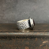 Meteorite Ring with Hessonite Garnet