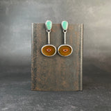 Hinge Earrings with Carnelian and Turquoise