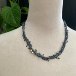 Lunar Oxidized Dewdrop Necklace with 14k