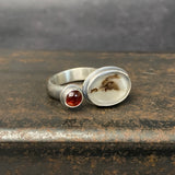 Duo Ring with Dendritic Agate and Garnet