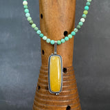 Orbit Pendant with Yellow Aventurine and Chrysoprase