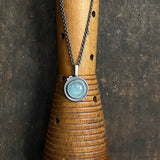 Aquamarine Radius Pendant with 18k Dot Charm