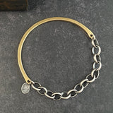 Chain Bangle Bracelet in Brass, Lightweight