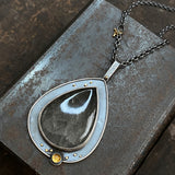 Shadowbox Pendant with Rutilated Quartz and Citrine