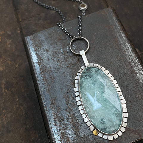 Halo Pendant with Beryl and Citrine Charm