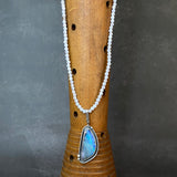 Orbit Pendant with Boulder Opal and Blue Lace Agate
