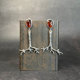 Ramulus Stalk Drop Earrings with Garnet