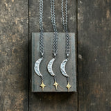 Lunar Crescent Pendant with Gilded North Star