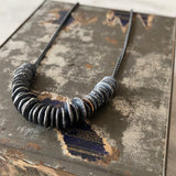 Lunar Abacus Necklace, Oxidized and 14k