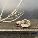Duo Ring with Dendritic Agate and Garnet