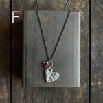 Lunar Heart Pendant with Ruby Beads