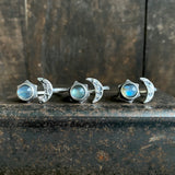 Lunar Crescent Split Ring with Labradorite