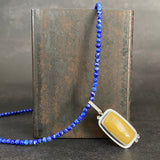 Cladonia Orbit Pendant with Yellow Aventurine and Lapis Lazuli