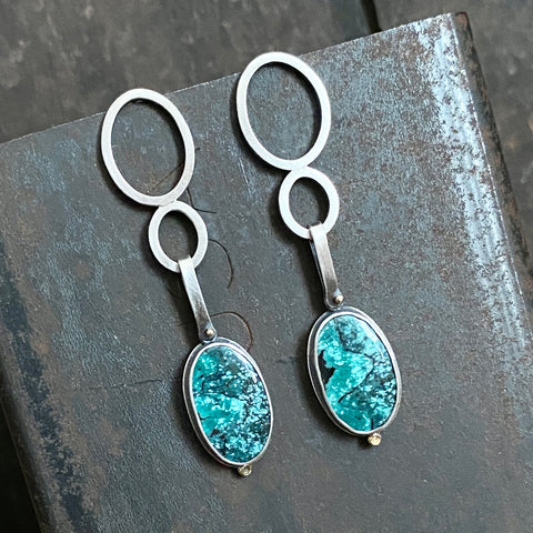 Double Oval Earrings with Turquoise