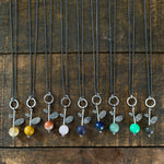Lunar Sprout Pendant with Gemstone Bead