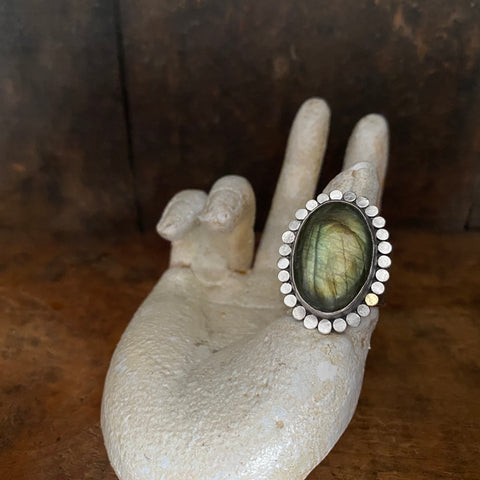 Galaxy Halo Ring with Labradorite