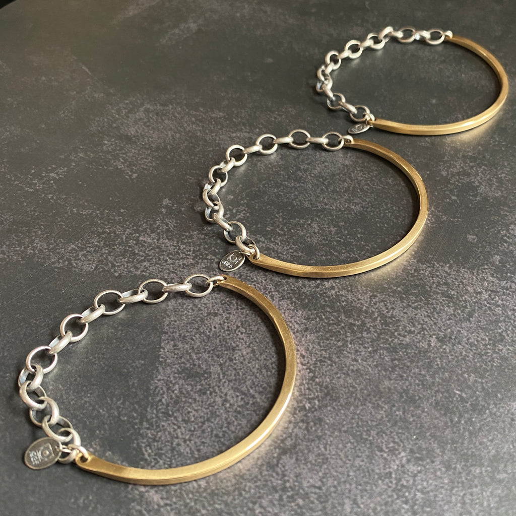 Chain Bangle Bracelet in Brass, Lightweight